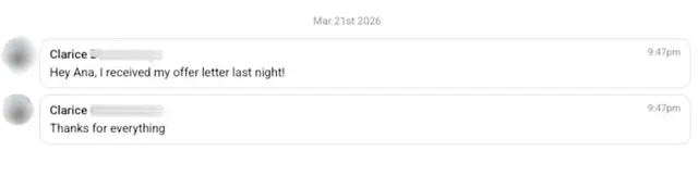 Photo testimonial from Clarice