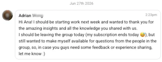 Photo testimonial from Adrian